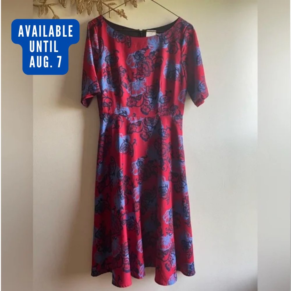 HD IN PARIS / Anthropologie Blue and Red Theodora Midi Dress